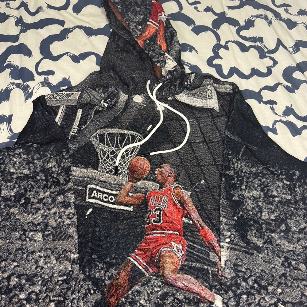 New Tapestry Michael Jordan 23 Hoodie XL Chicago Bulls Air Free Throw Dunk
